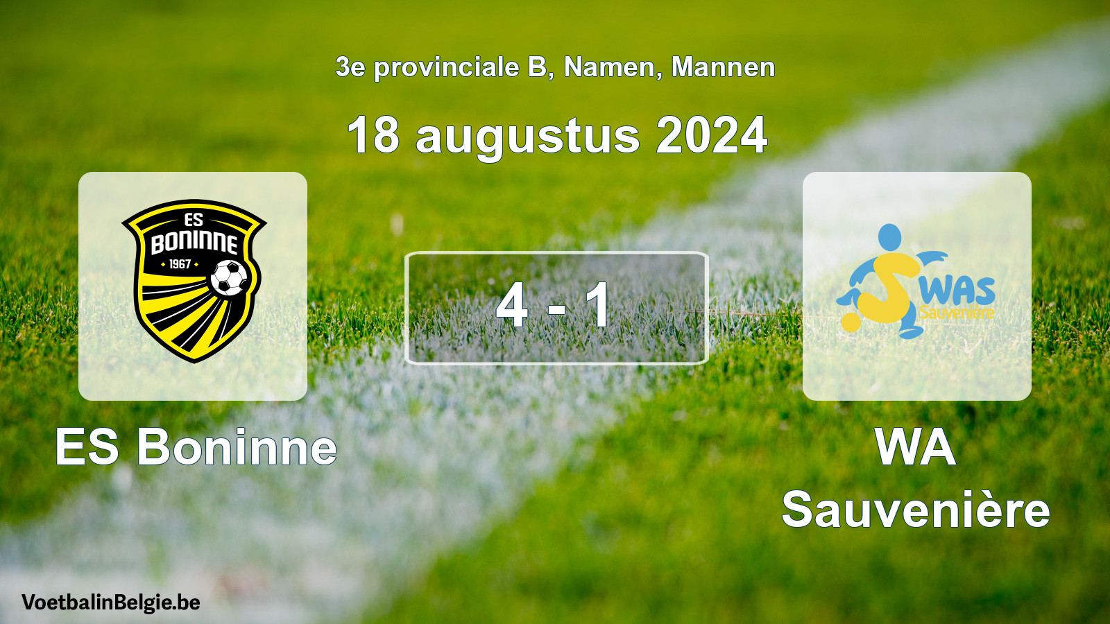 Gespeelde wedstrijd mannenvoetbal: ES Boninne - WA Sauvenière 4 - 1 (18 augustus 2024)