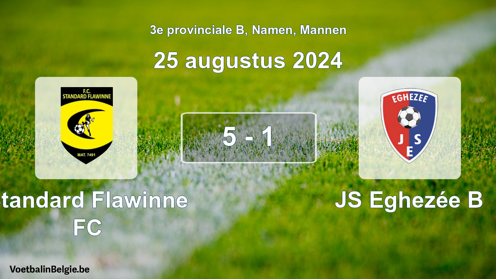Gespeelde wedstrijd mannenvoetbal: Standard Flawinne FC - JS Eghezée B 5 - 1 (25 augustus 2024)