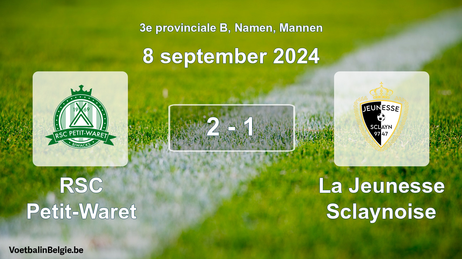 Gespeelde wedstrijd mannenvoetbal: RSC Petit-Waret - La Jeunesse Sclaynoise 2 - 1 (8 september 2024)