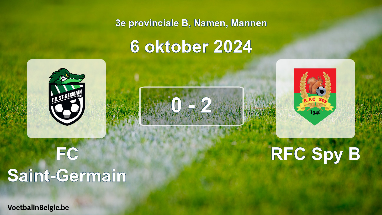 Gespeelde wedstrijd mannenvoetbal: FC Saint-Germain - RFC Spy B 0 - 2 (6 oktober 2024)