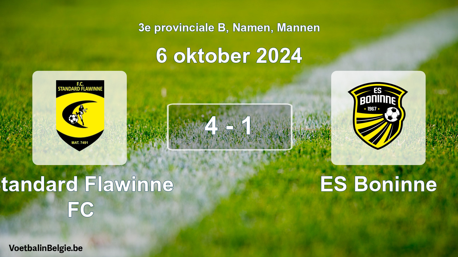 Gespeelde wedstrijd mannenvoetbal: Standard Flawinne FC - ES Boninne 4 - 1 (6 oktober 2024)