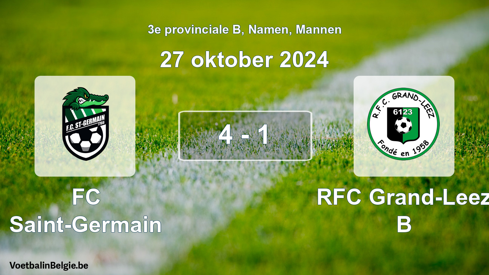 Gespeelde wedstrijd mannenvoetbal: FC Saint-Germain - RFC Grand-Leez B 4 - 1 (27 oktober 2024)