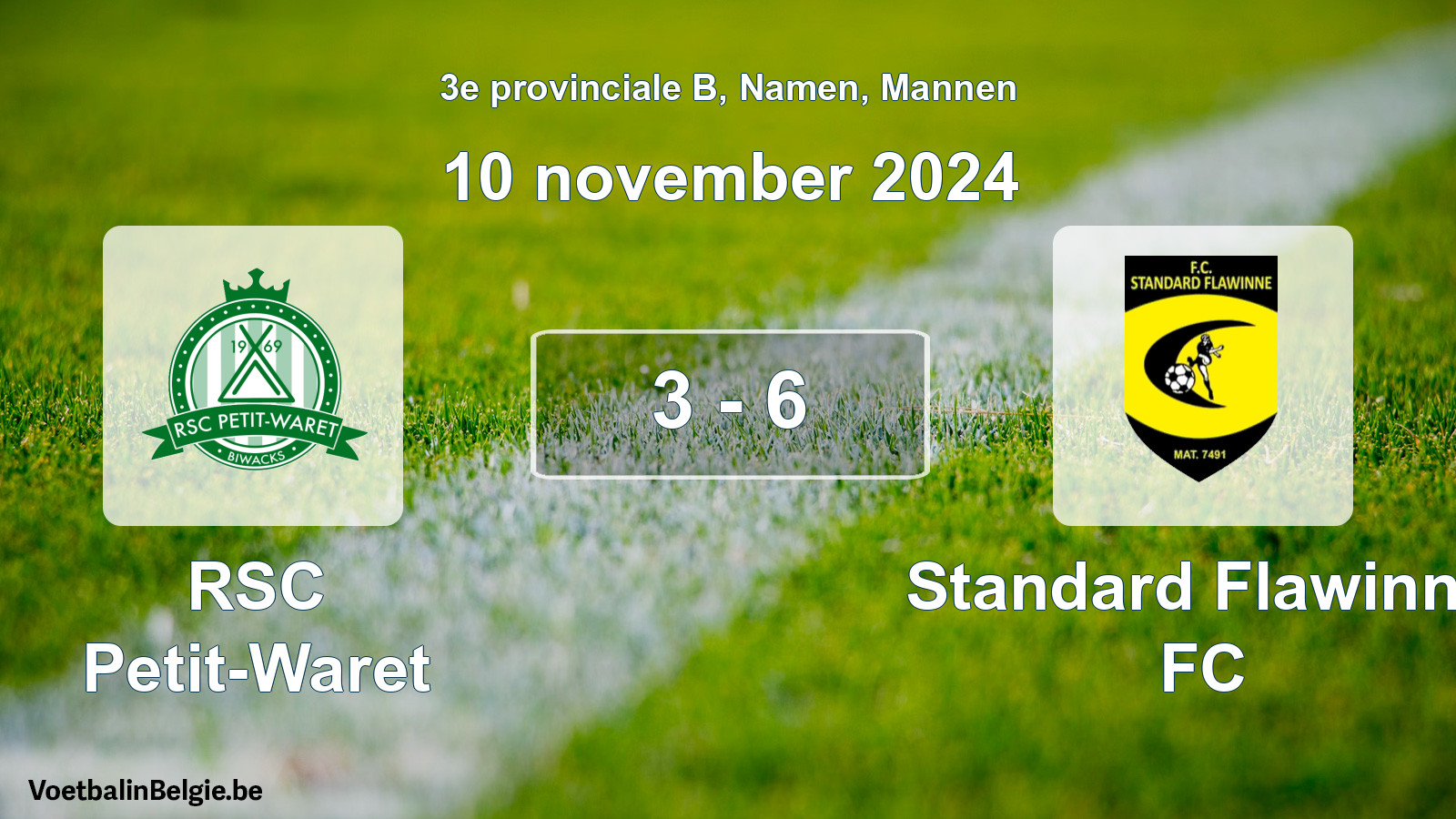 Gespeelde wedstrijd mannenvoetbal: RSC Petit-Waret - Standard Flawinne FC 3 - 6 (10 november 2024)