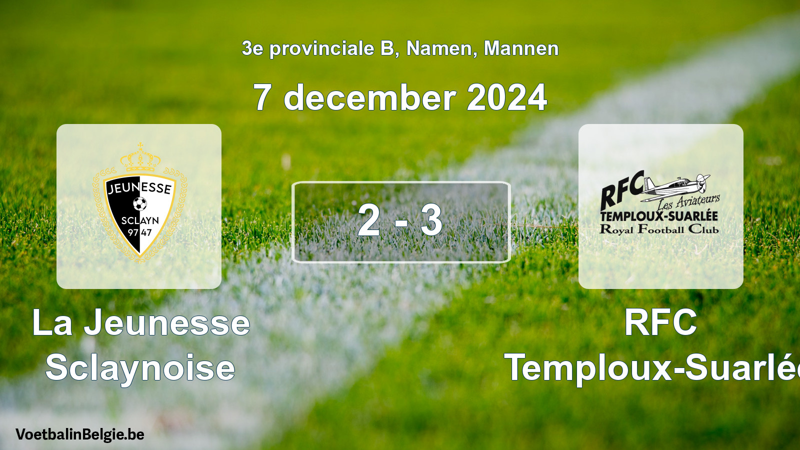 Gespeelde wedstrijd mannenvoetbal: La Jeunesse Sclaynoise - RFC Temploux-Suarlée 2 - 3 (7 december 2024)