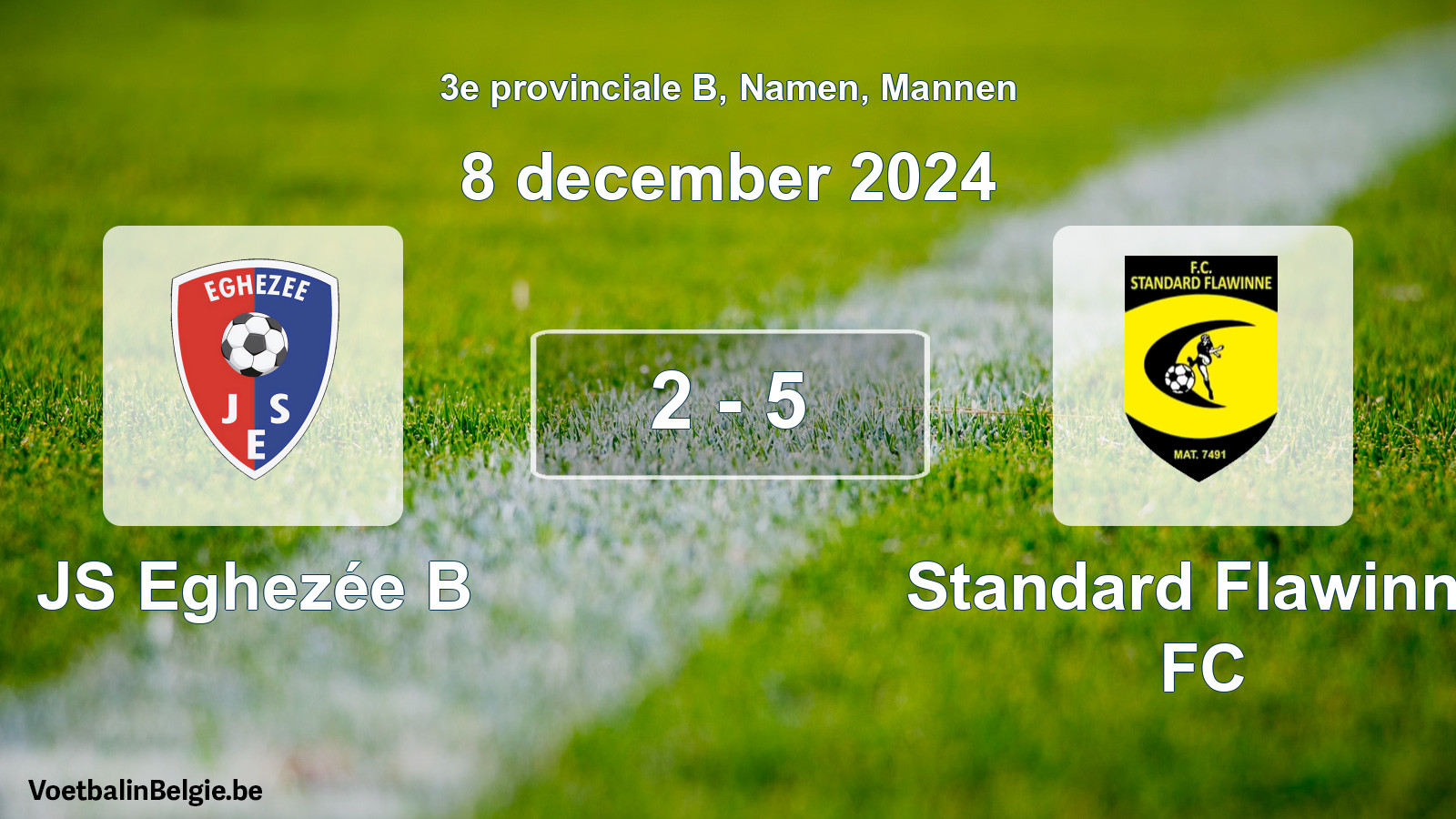 Gespeelde wedstrijd mannenvoetbal: JS Eghezée B - Standard Flawinne FC 2 - 5 (8 december 2024)
