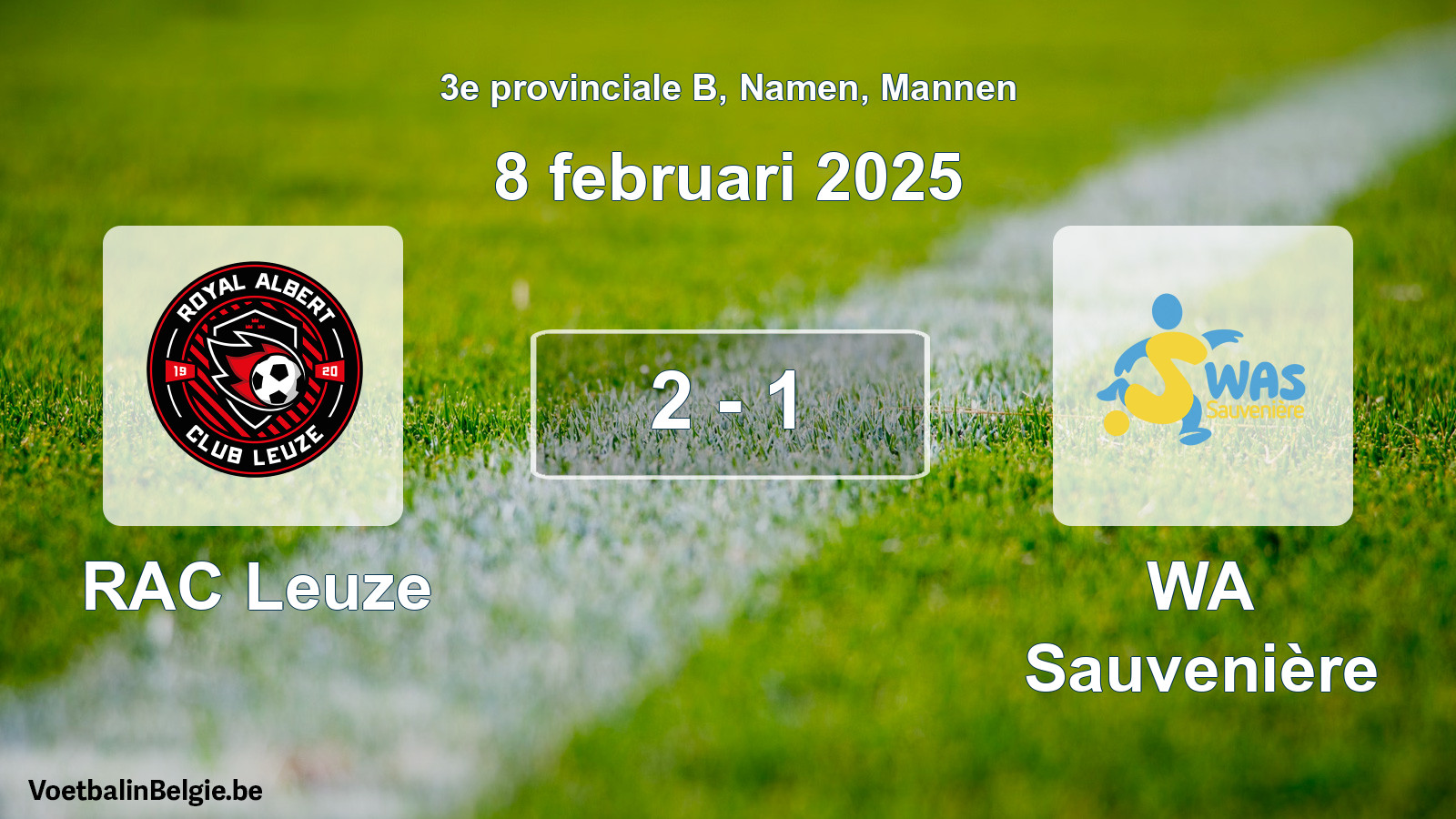 Gespeelde wedstrijd mannenvoetbal: RAC Leuze - WA Sauvenière 2 - 1 (8 februari 2025)