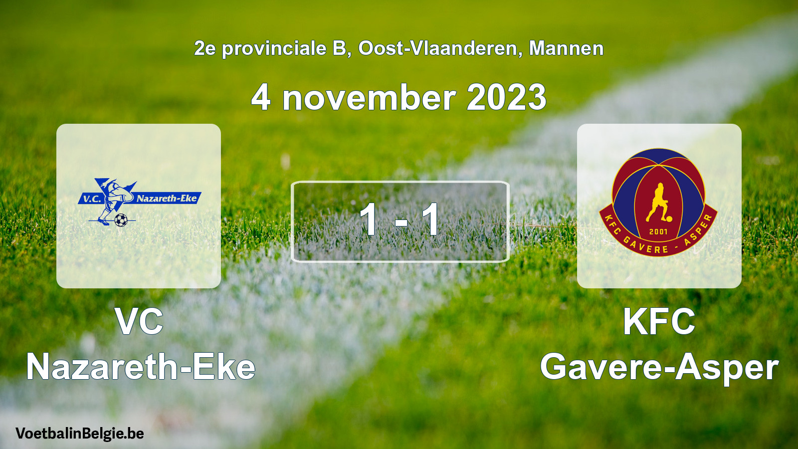 Gespeelde wedstrijd mannenvoetbal: VC Nazareth-Eke - KFC Gavere-Asper 1 - 1 (4 november 2023)