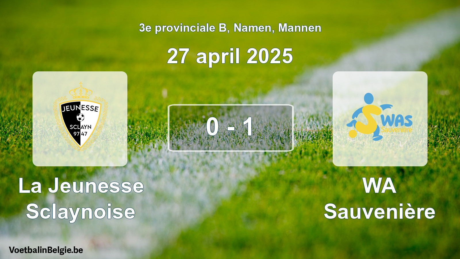 Gespeelde wedstrijd mannenvoetbal: La Jeunesse Sclaynoise - WA Sauvenière 0 - 1 (27 april 2025)