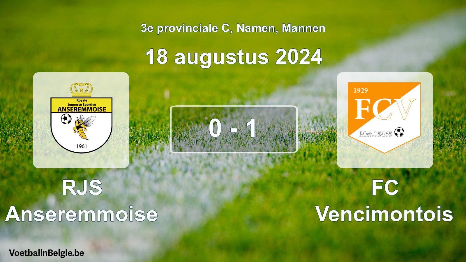 Gespeelde wedstrijd mannenvoetbal: RJS Anseremmoise - FC Vencimontois 0 - 1 (18 augustus 2024)
