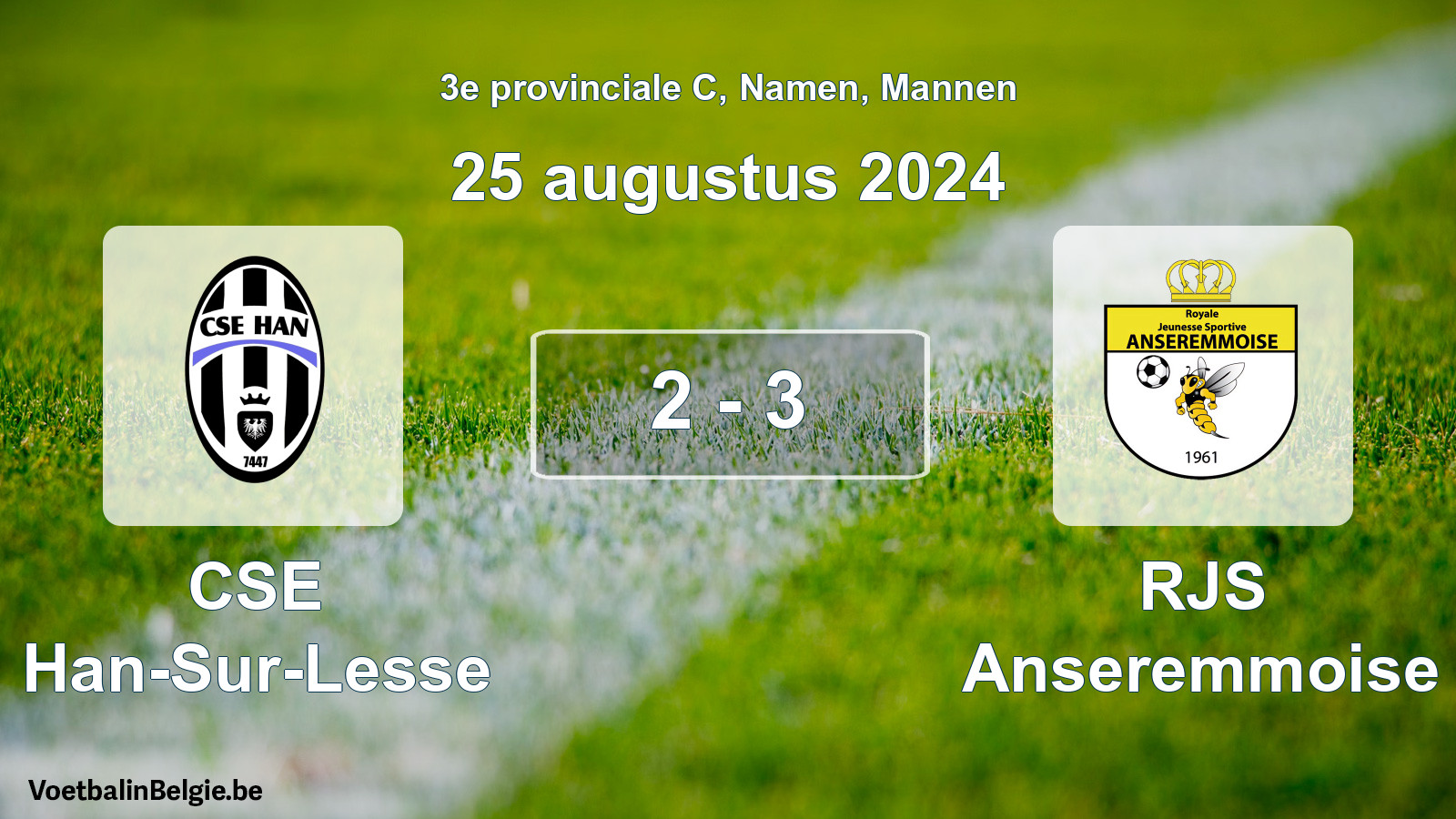 Gespeelde wedstrijd mannenvoetbal: CSE Han-Sur-Lesse - RJS Anseremmoise 2 - 3 (25 augustus 2024)