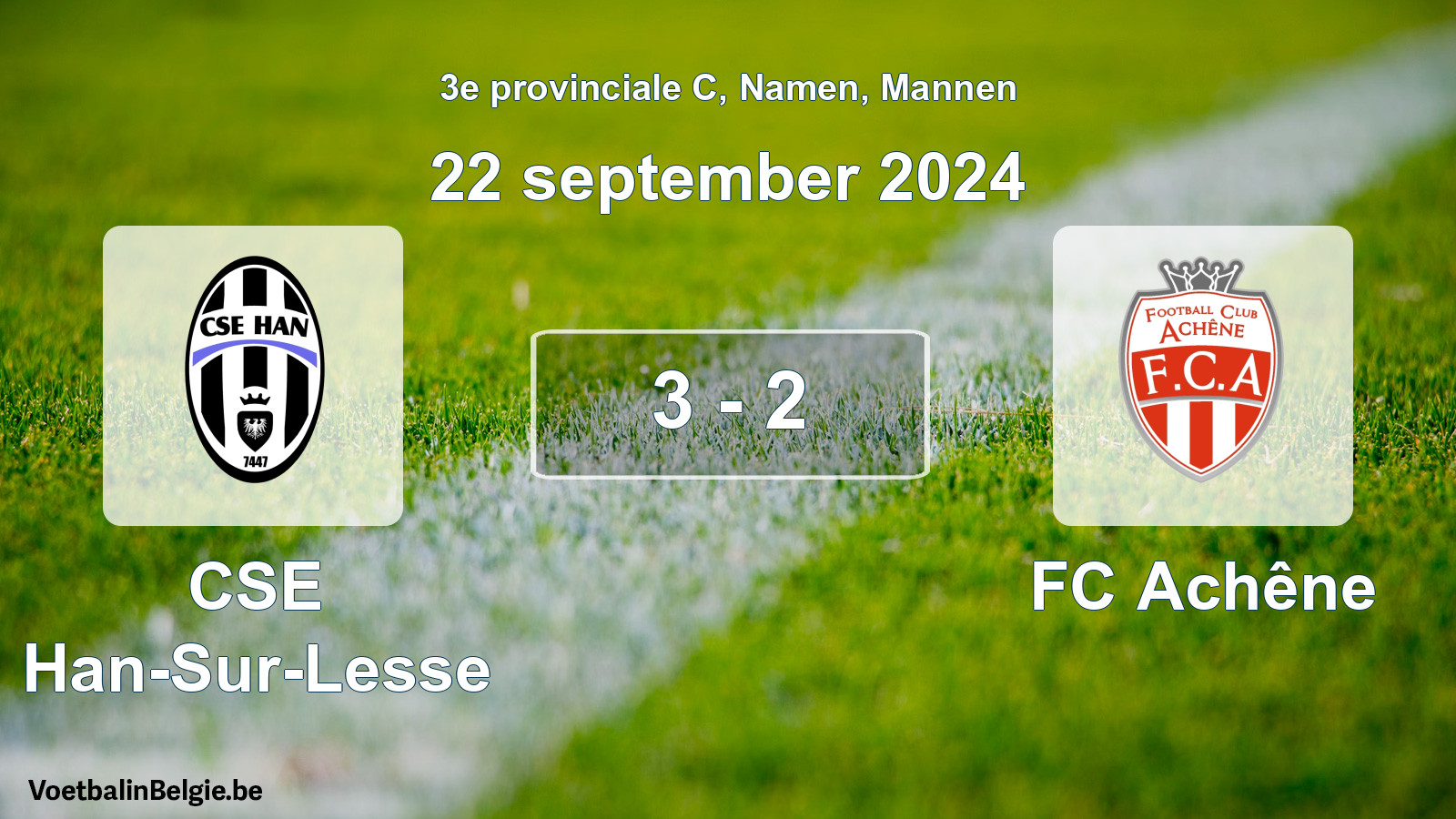 Match joué football hommes: CSE Han-Sur-Lesse - FC Achêne 3 - 2 (22 septembre 2024)