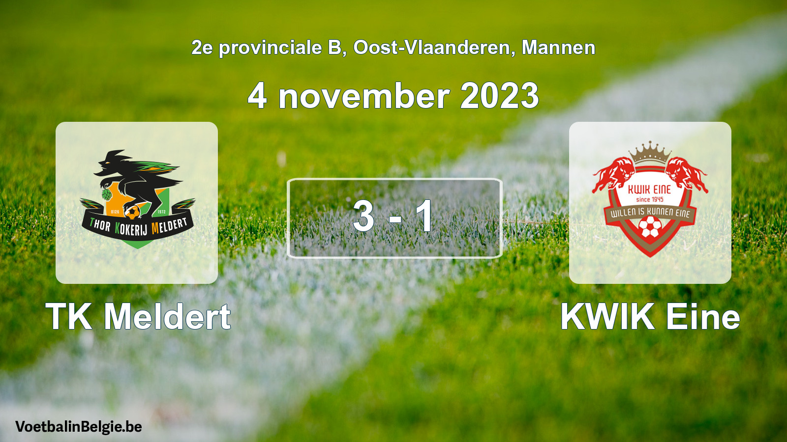 Gespeelde wedstrijd mannenvoetbal: TK Meldert - KWIK Eine 3 - 1 (4 november 2023)