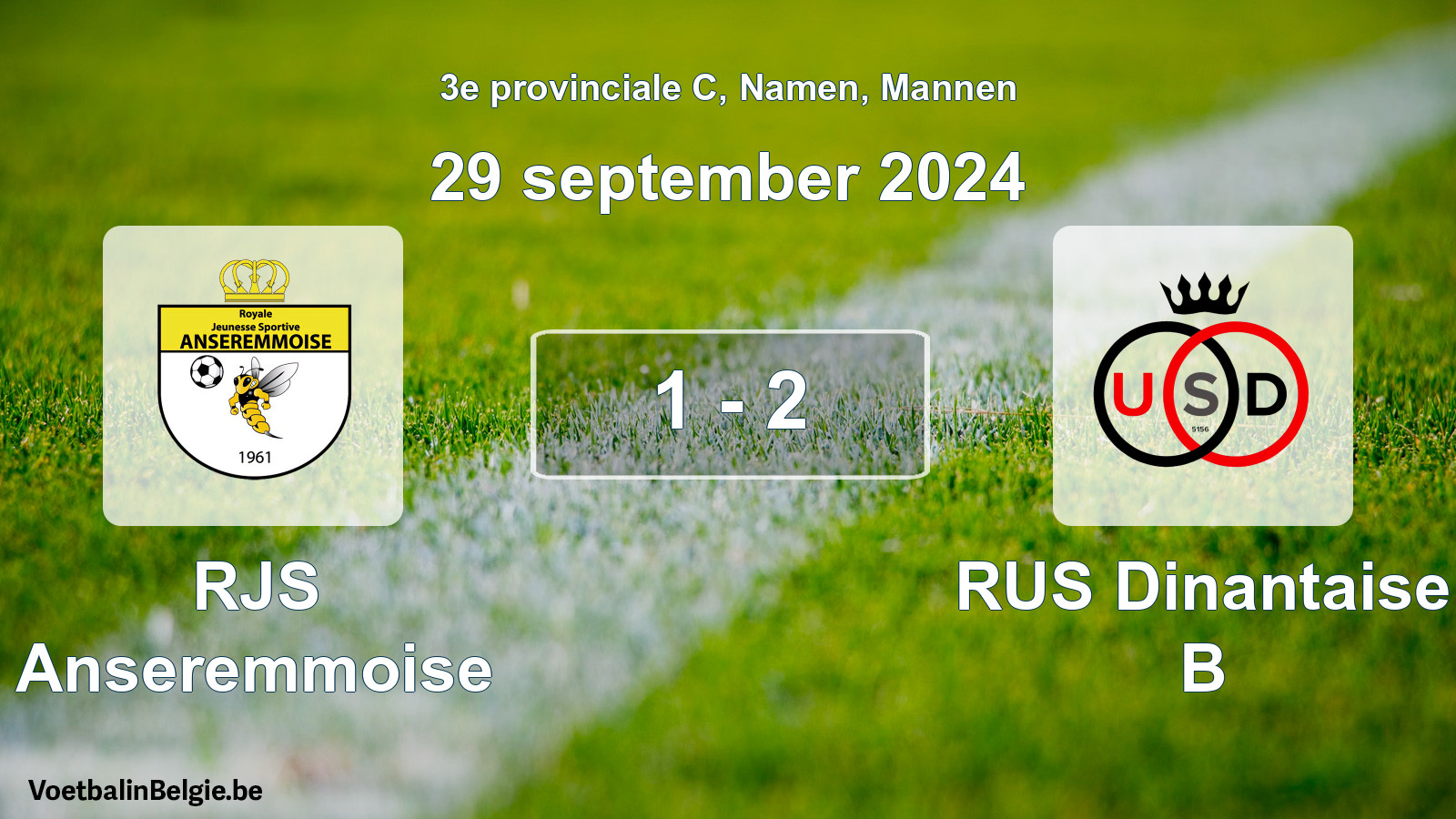 Gespeelde wedstrijd mannenvoetbal: RJS Anseremmoise - RUS Dinantaise B 1 - 2 (29 september 2024)