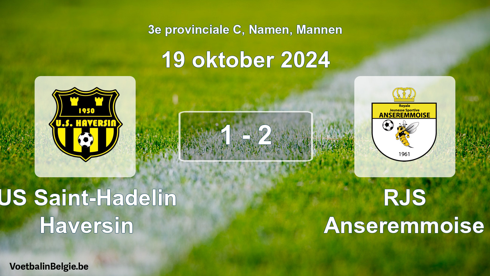 Gespeelde wedstrijd mannenvoetbal: US Saint-Hadelin Haversin - RJS Anseremmoise 1 - 2 (19 oktober 2024)