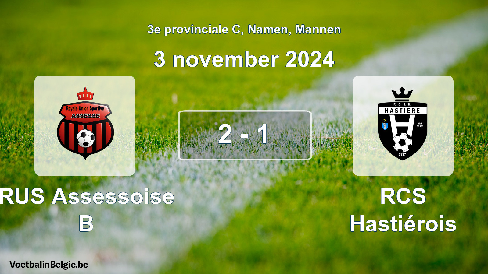 Gespeelde wedstrijd mannenvoetbal: RUS Assessoise B - RCS Hastiérois 2 - 1 (3 november 2024)