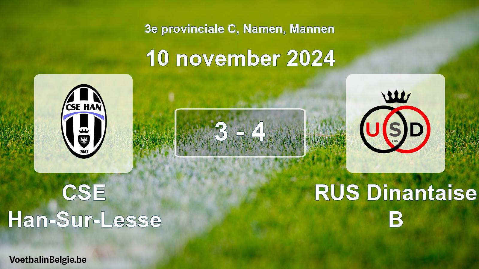 Gespeelde wedstrijd mannenvoetbal: CSE Han-Sur-Lesse - RUS Dinantaise B 3 - 4 (10 november 2024)