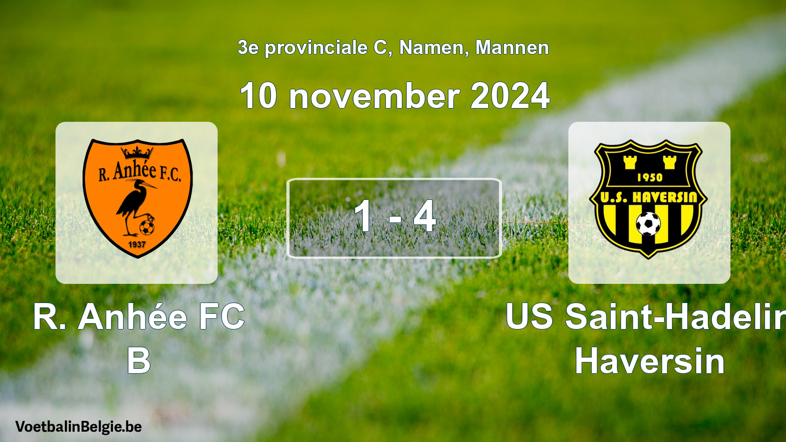 Gespeelde wedstrijd mannenvoetbal: R. Anhée FC B - US Saint-Hadelin Haversin 1 - 4 (10 november 2024)