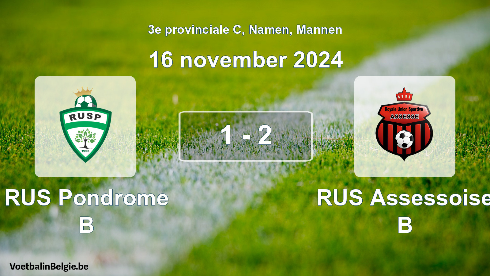 Gespeelde wedstrijd mannenvoetbal: RUS Pondrome B - RUS Assessoise B 1 - 2 (16 november 2024)