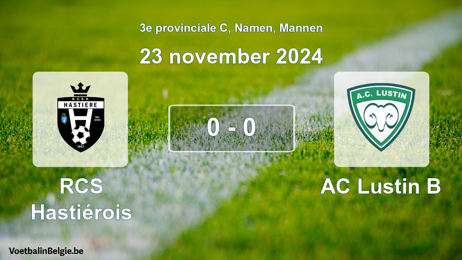 Gespeelde wedstrijd mannenvoetbal: RCS Hastiérois - AC Lustin B 0 - 0 (23 november 2024)