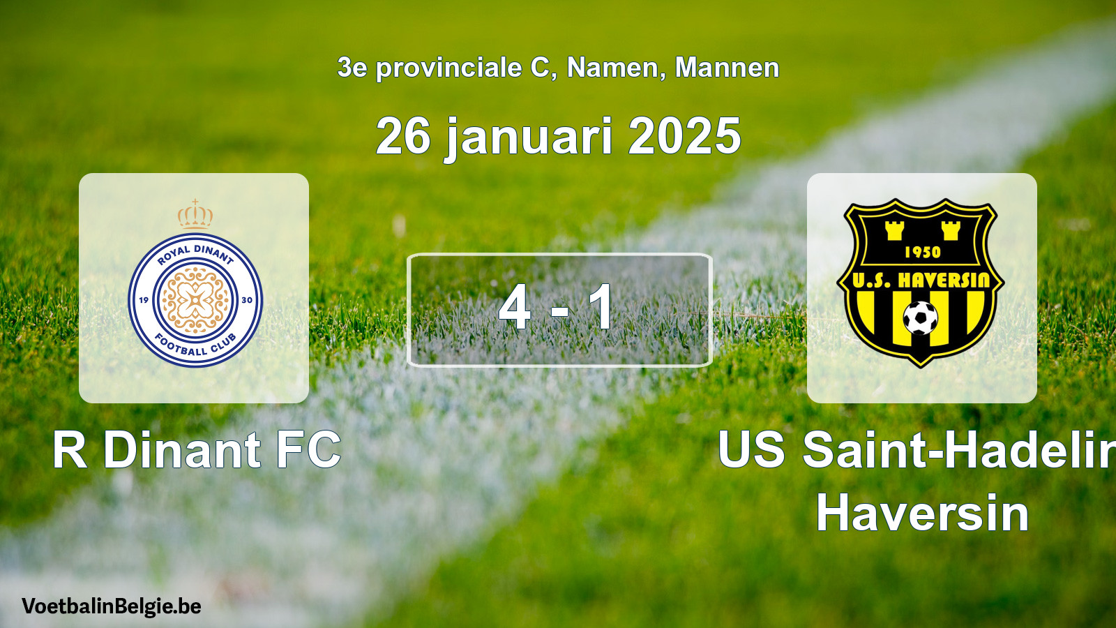 Gespeelde wedstrijd mannenvoetbal: R Dinant FC - US Saint-Hadelin Haversin 4 - 1 (26 januari 2025)