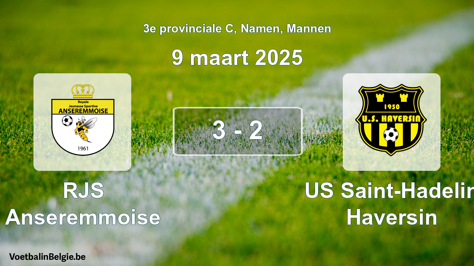 Gespeelde wedstrijd mannenvoetbal: RJS Anseremmoise - US Saint-Hadelin Haversin 3 - 2 (9 maart 2025)