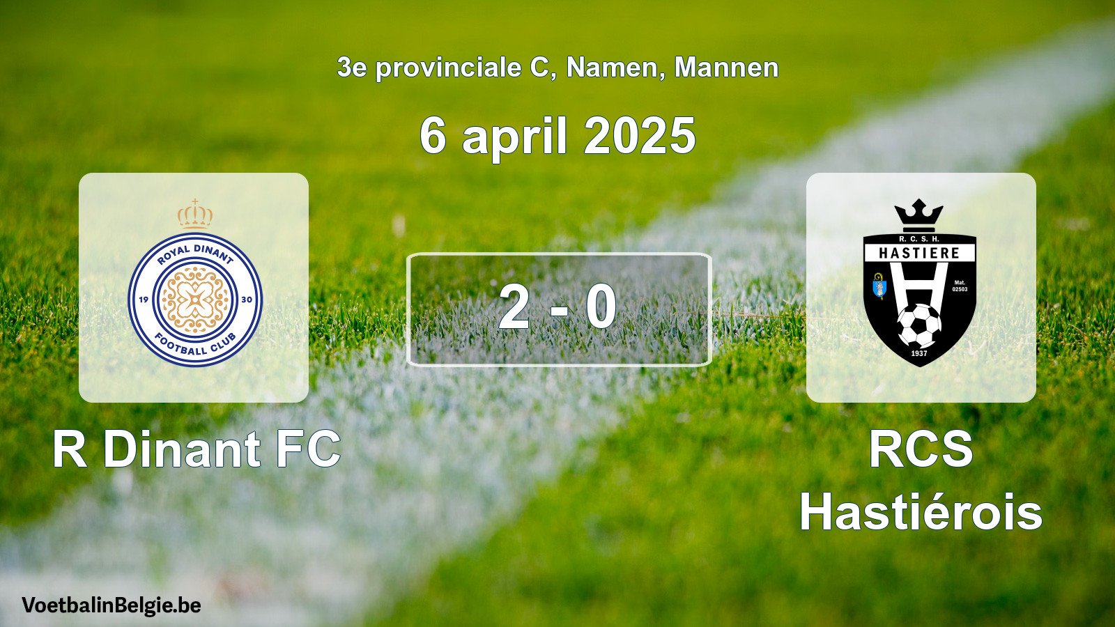 Gespeelde wedstrijd mannenvoetbal: R Dinant FC - RCS Hastiérois 2 - 0 (6 april 2025)
