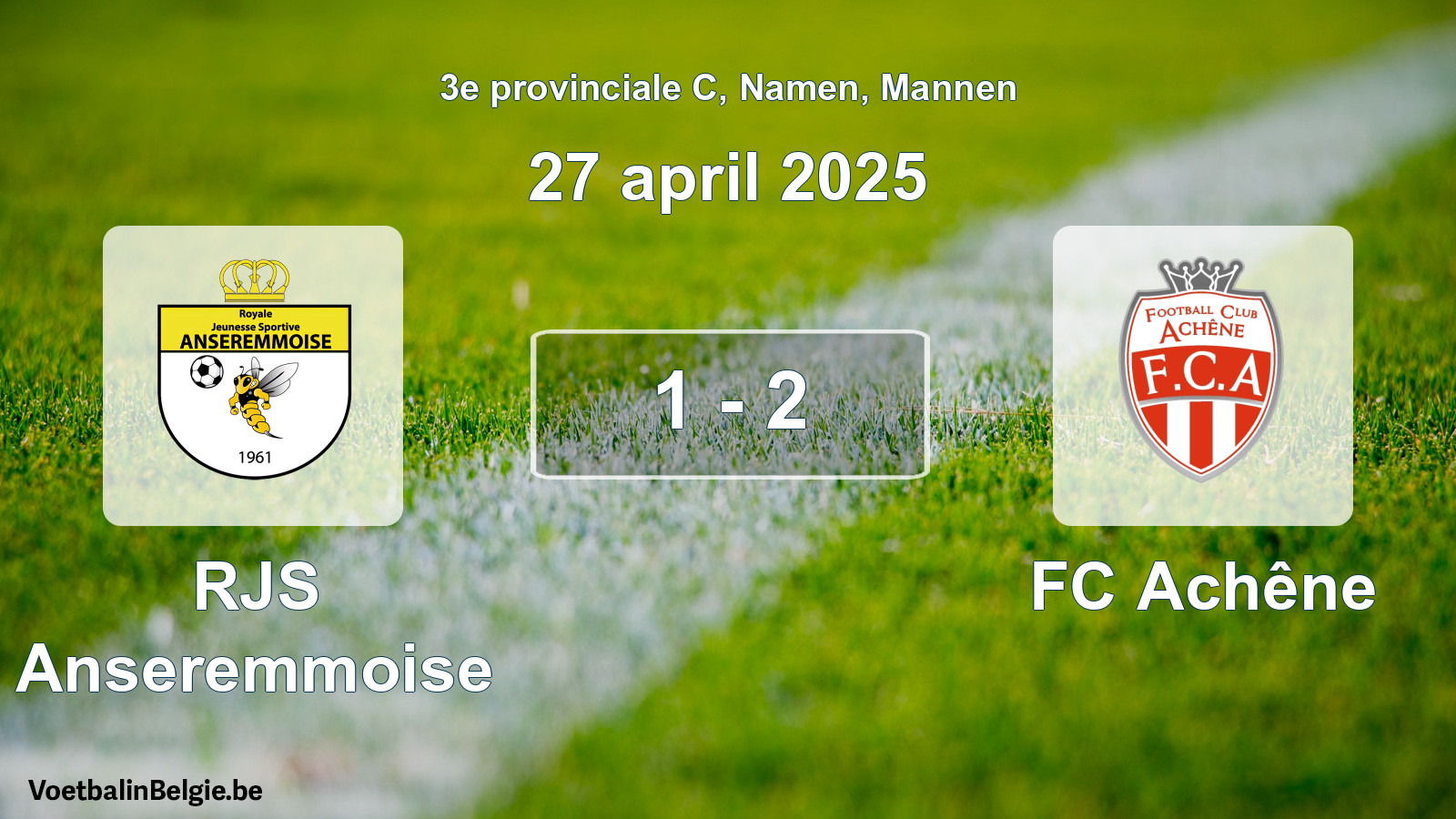 Gespeelde wedstrijd mannenvoetbal: RJS Anseremmoise - FC Achêne 1 - 2 (27 april 2025)