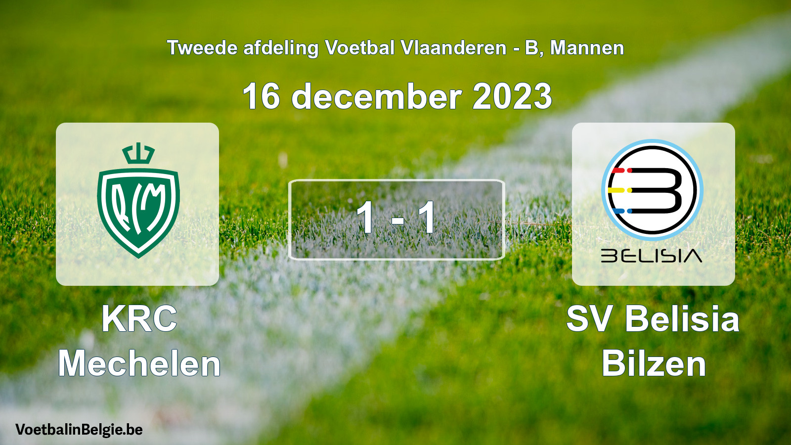 Gespeelde wedstrijd mannenvoetbal: KRC Mechelen - SV Belisia Bilzen 1 - 1 (16 december 2023)