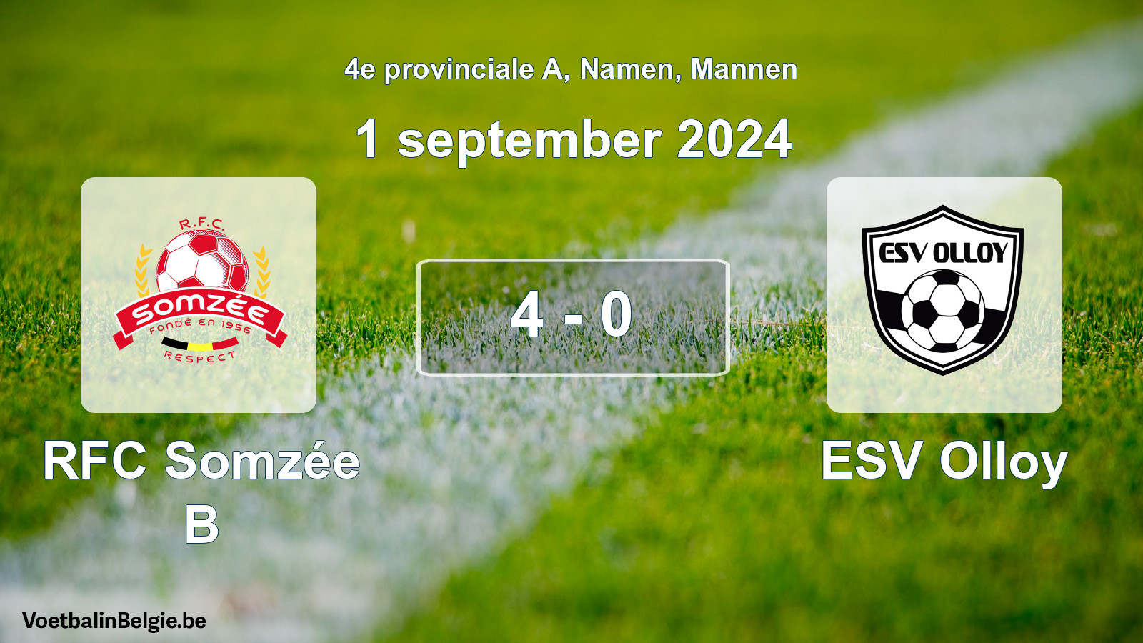 Gespeelde wedstrijd mannenvoetbal: RFC Somzée B - ESV Olloy 4 - 0 (1 september 2024)
