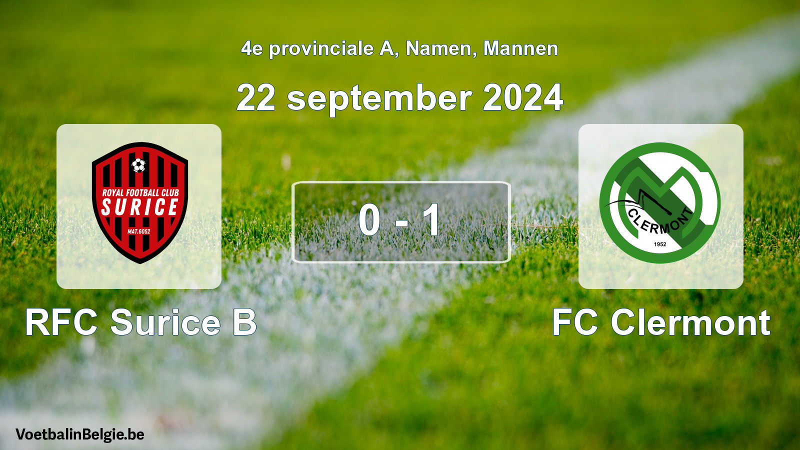 Gespeelde wedstrijd mannenvoetbal: RFC Surice B - FC Clermont 0 - 1 (22 september 2024)