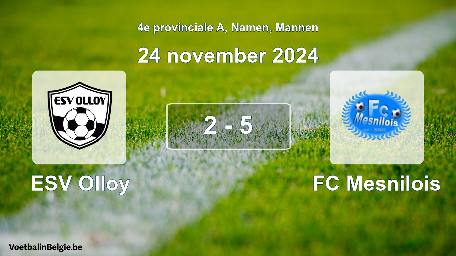 Gespeelde wedstrijd mannenvoetbal: ESV Olloy - FC Mesnilois 2 - 5 (24 november 2024)