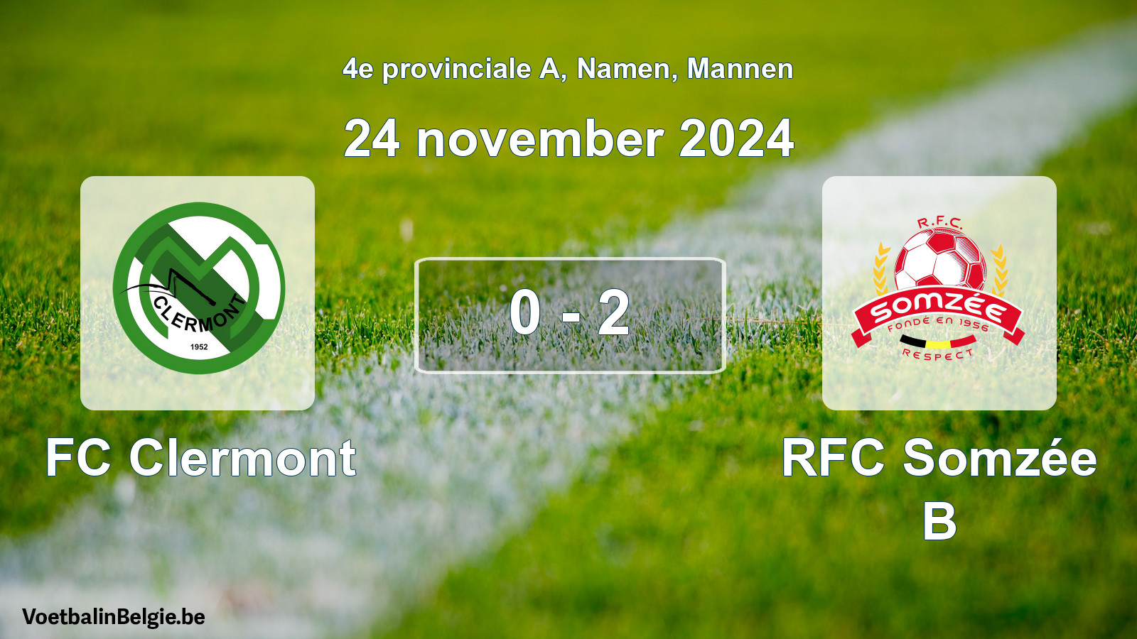 Gespeelde wedstrijd mannenvoetbal: FC Clermont - RFC Somzée B 0 - 2 (24 november 2024)