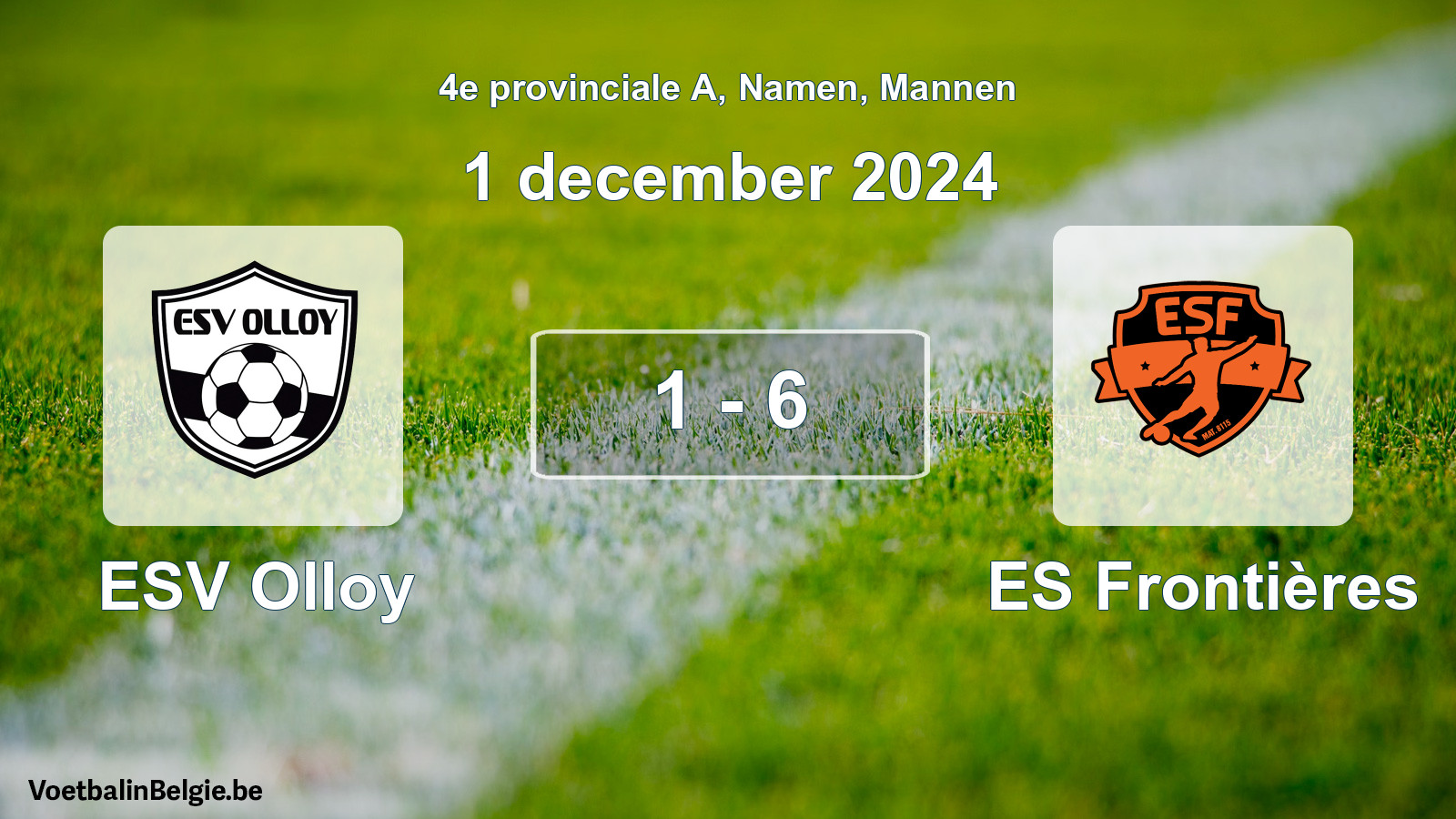 Gespeelde wedstrijd mannenvoetbal: ESV Olloy - ES Frontières 1 - 6 (1 december 2024)