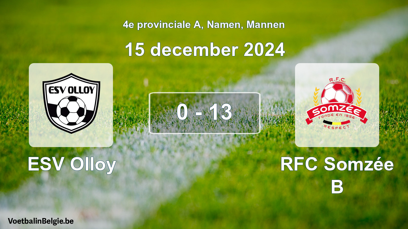 Gespeelde wedstrijd mannenvoetbal: ESV Olloy - RFC Somzée B 0 - 13 (15 december 2024)