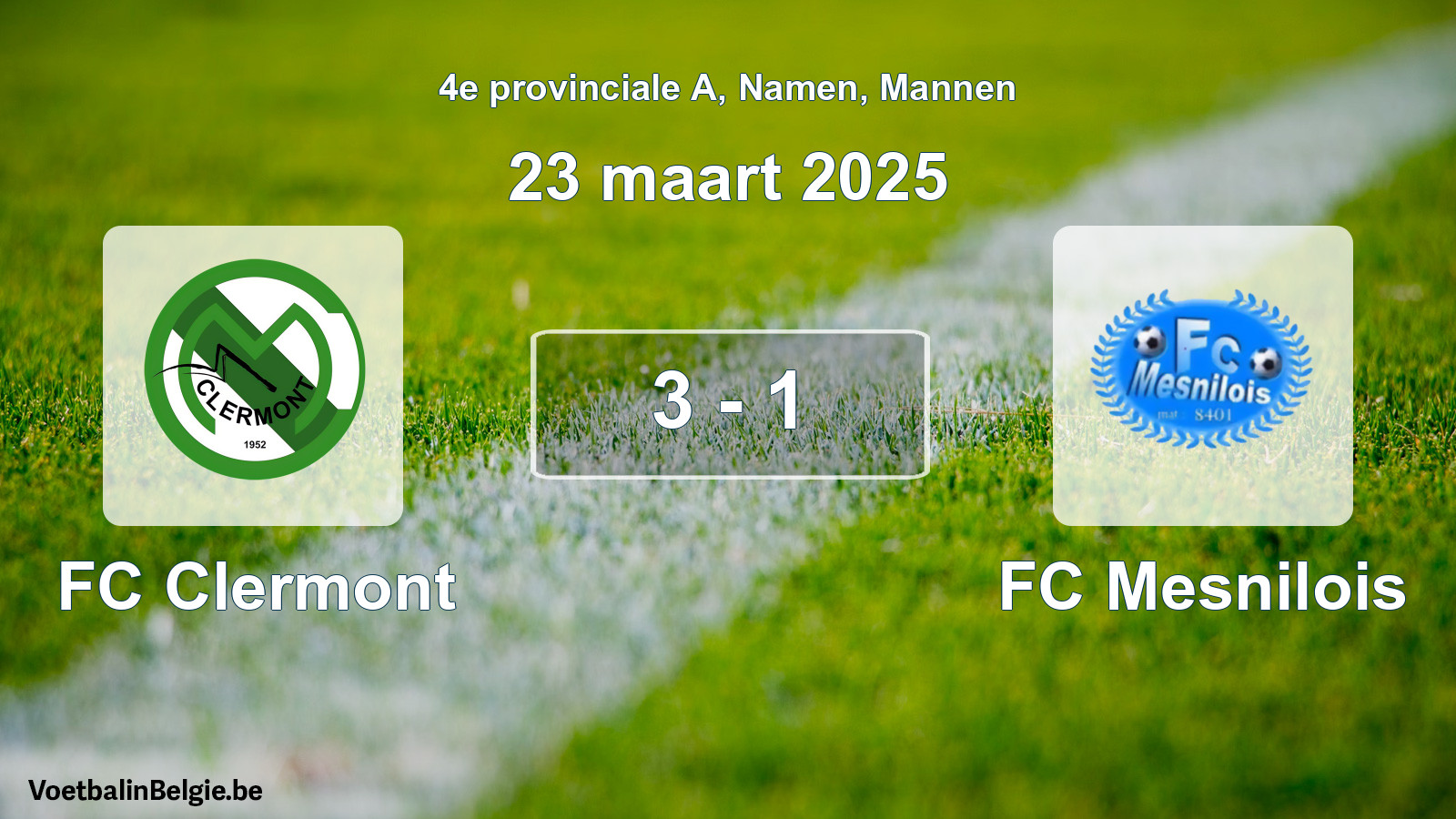 Gespeelde wedstrijd mannenvoetbal: FC Clermont - FC Mesnilois 3 - 1 (23 maart 2025)