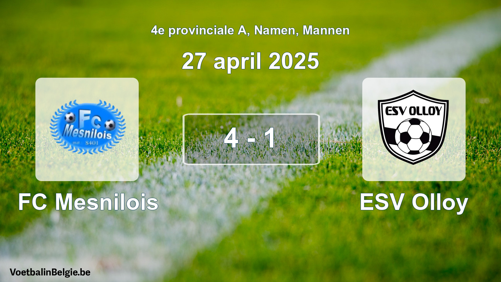 Played match men football: FC Mesnilois - ESV Olloy 4 - 1 (27 April 2025)
