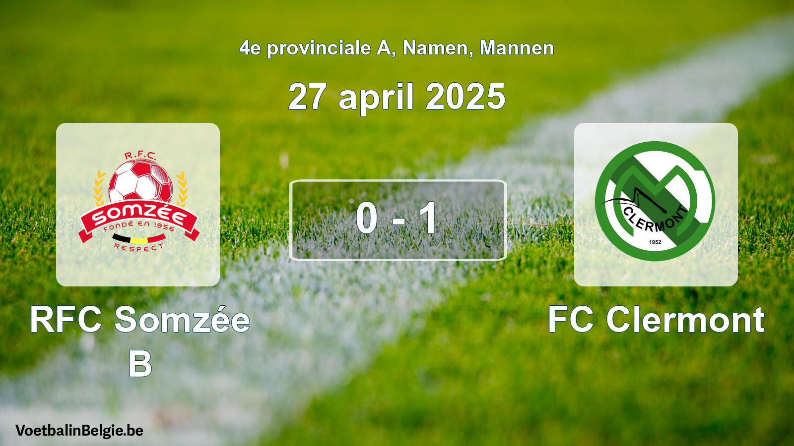 Gespeelde wedstrijd mannenvoetbal: RFC Somzée B - FC Clermont 0 - 1 (27 april 2025)