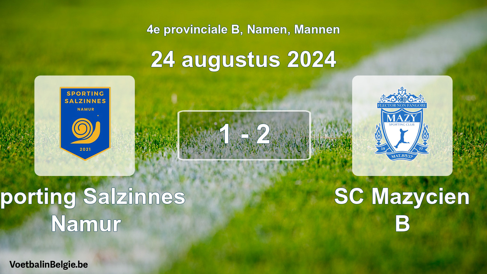 Gespeelde wedstrijd mannenvoetbal: Sporting Salzinnes Namur - SC Mazycien B 1 - 2 (24 augustus 2024)