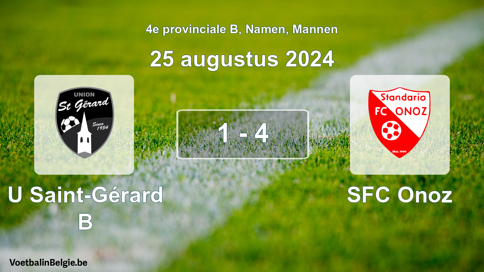 Gespeelde wedstrijd mannenvoetbal: U Saint-Gérard B - SFC Onoz 1 - 4 (25 augustus 2024)