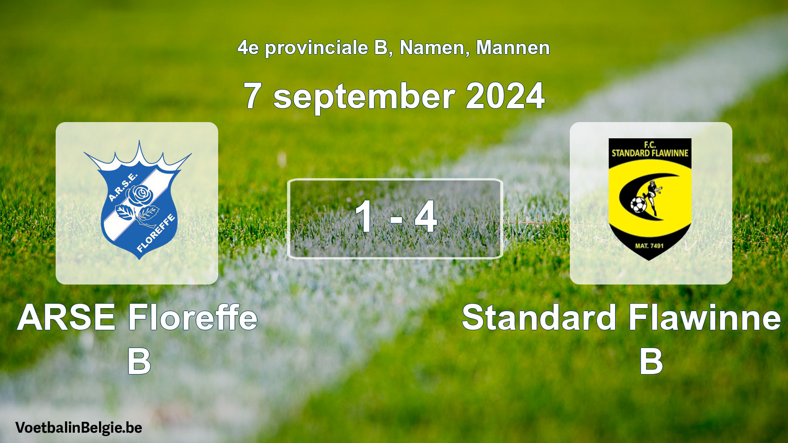 Played match men football: ARSE Floreffe B - Standard Flawinne FC B 1 - 4 (7 September 2024)