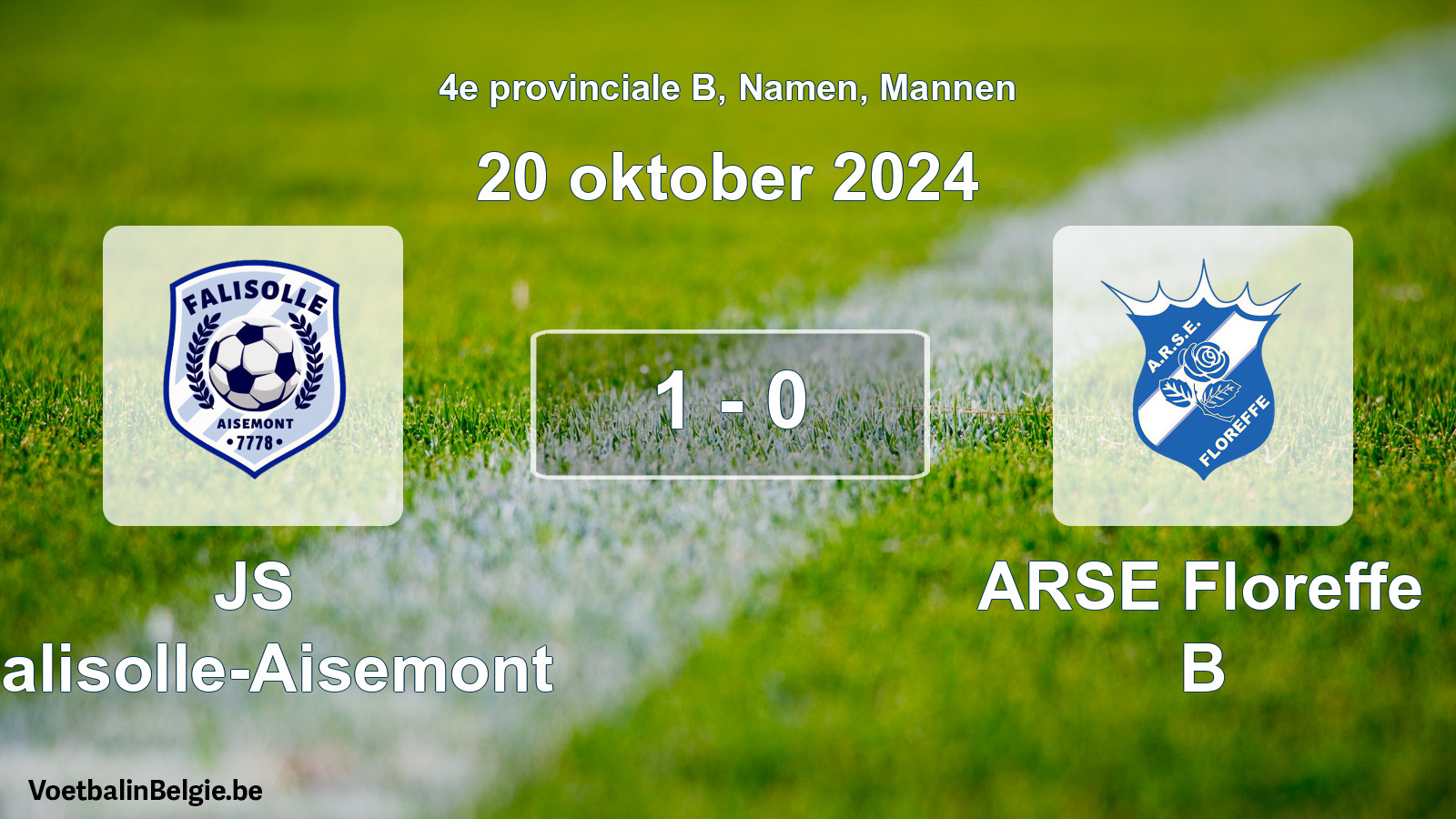 Gespeelde wedstrijd mannenvoetbal: JS Falisolle-Aisemont - ARSE Floreffe B 1 - 0 (20 oktober 2024)