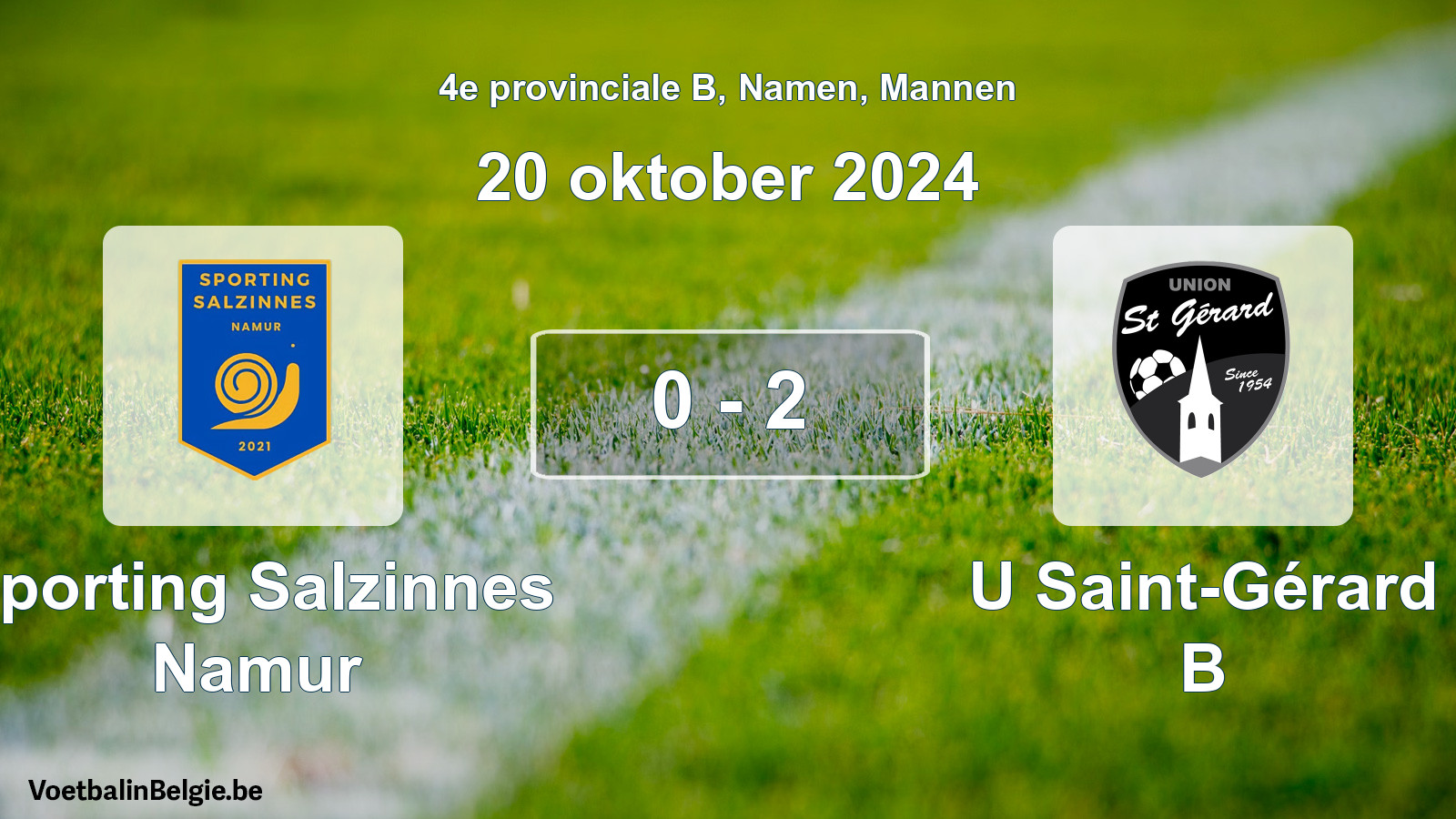 Gespieltes Spiel männer-Fußball: Sporting Salzinnes Namur - U Saint-Gérard B 0 - 2 (20 Oktober 2024)