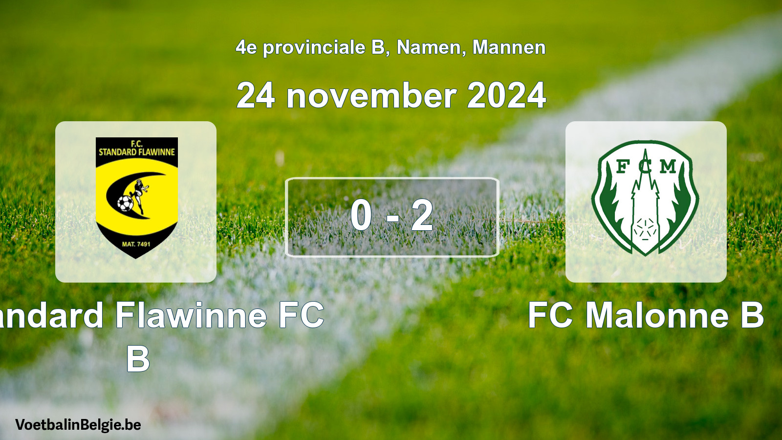 Gespeelde wedstrijd mannenvoetbal: Standard Flawinne FC B - FC Malonne B 0 - 2 (24 november 2024)