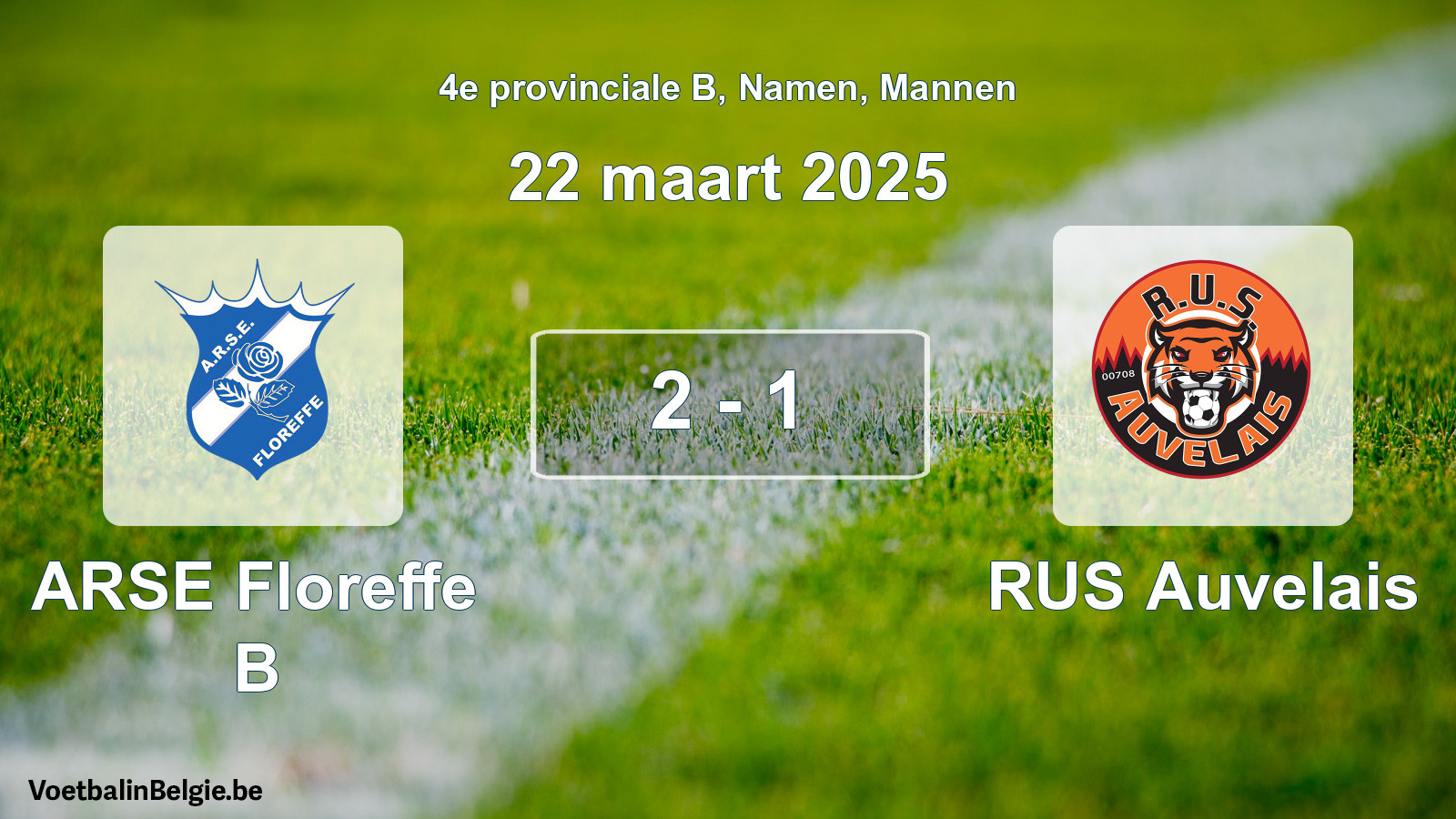 Gespeelde wedstrijd mannenvoetbal: ARSE Floreffe B - RUS Auvelais 2 - 1 (22 maart 2025)