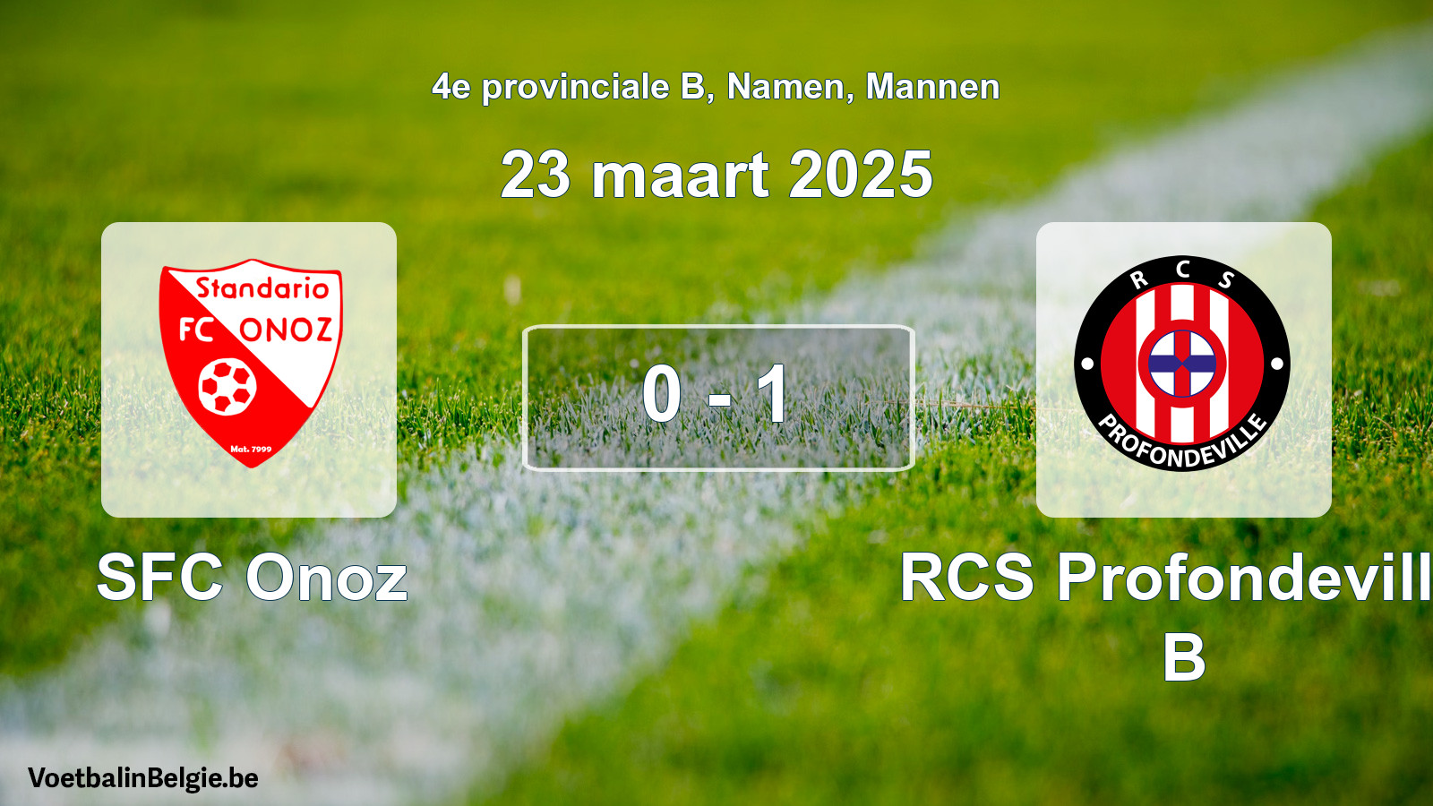 Gespeelde wedstrijd mannenvoetbal: SFC Onoz - RCS Profondeville B 0 - 1 (23 maart 2025)