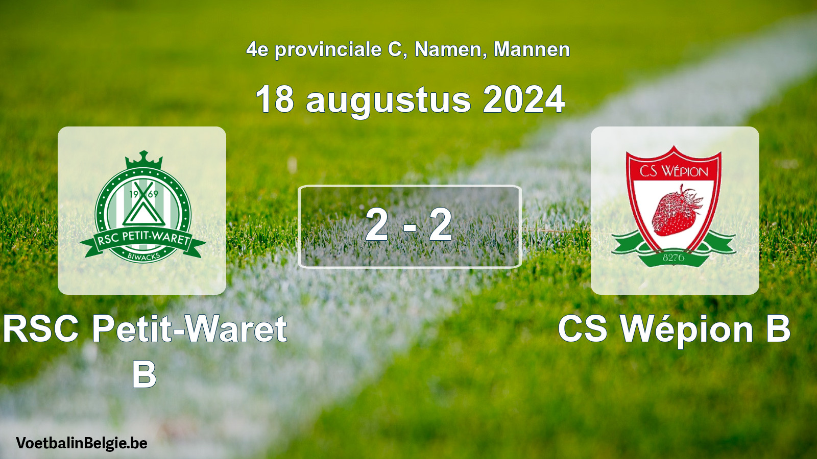 Gespeelde wedstrijd mannenvoetbal: RSC Petit-Waret B - CS Wépion B 2 - 2 (18 augustus 2024)