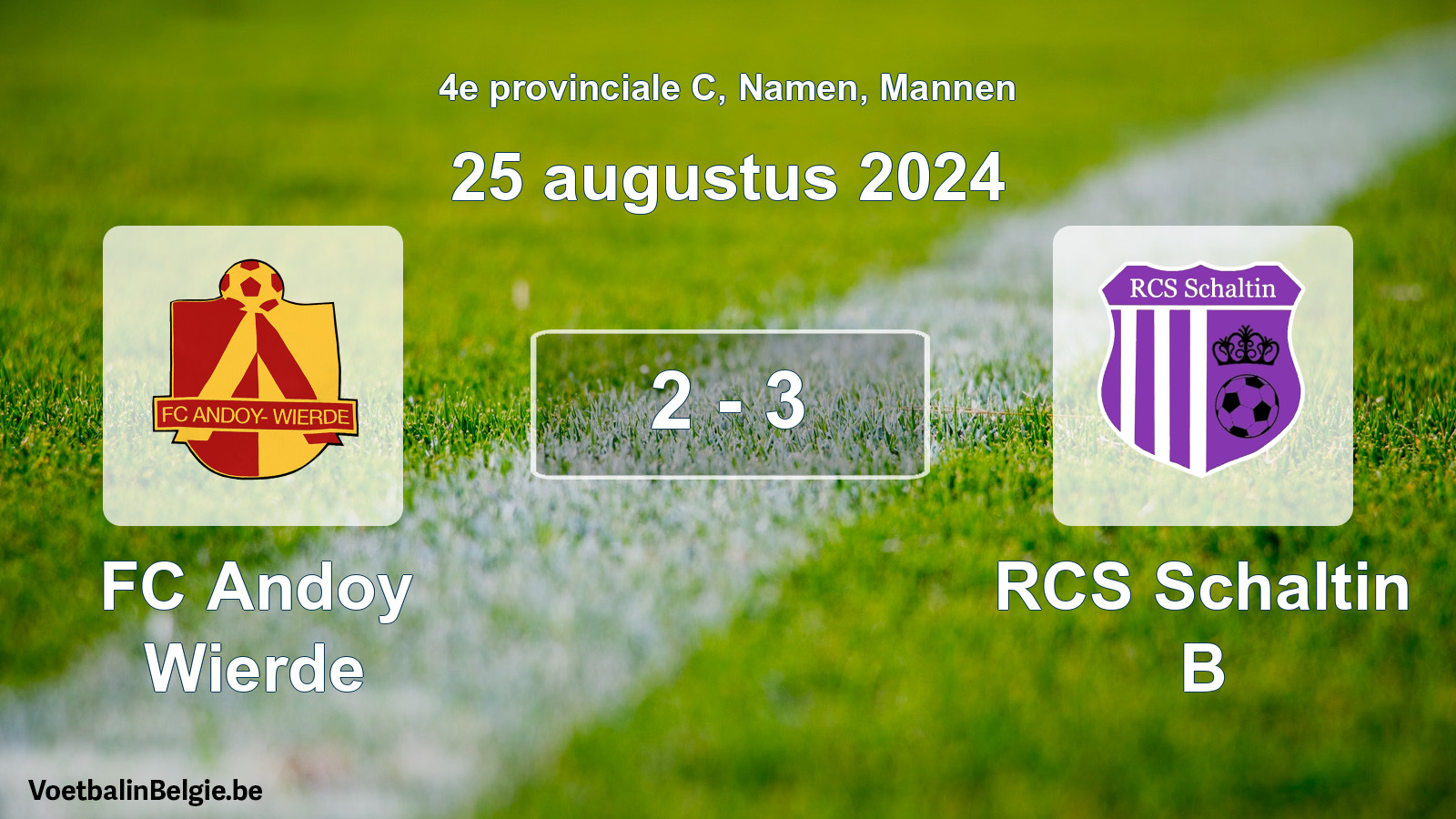 Gespeelde wedstrijd mannenvoetbal: FC Andoy Wierde - RCS Schaltin B 2 - 3 (25 augustus 2024)