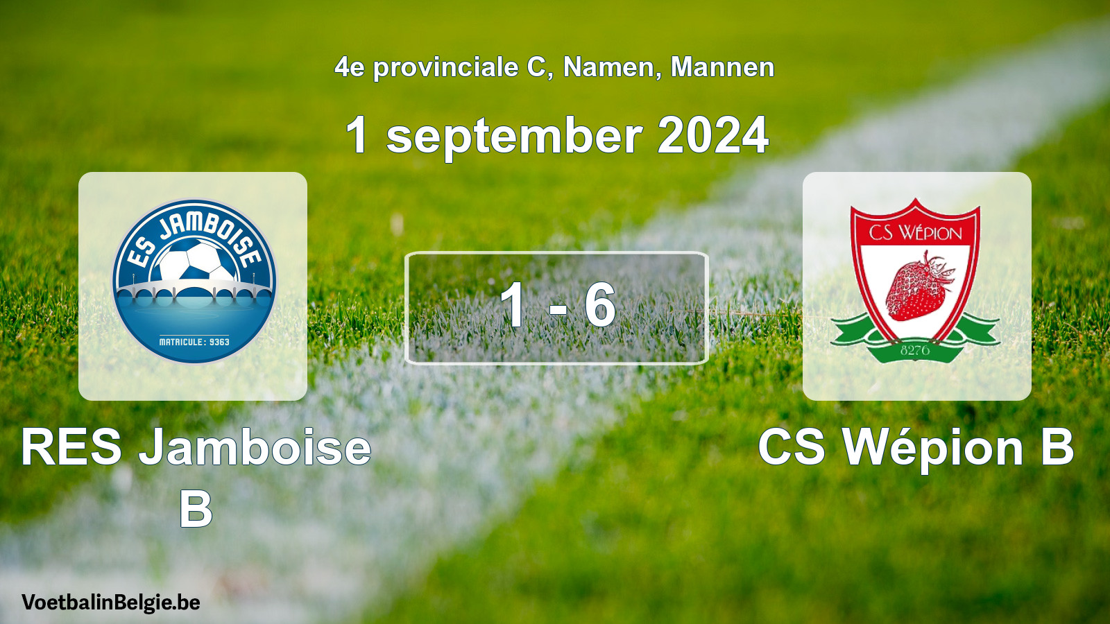Gespeelde wedstrijd mannenvoetbal: RES Jamboise B - CS Wépion B 1 - 6 (1 september 2024)