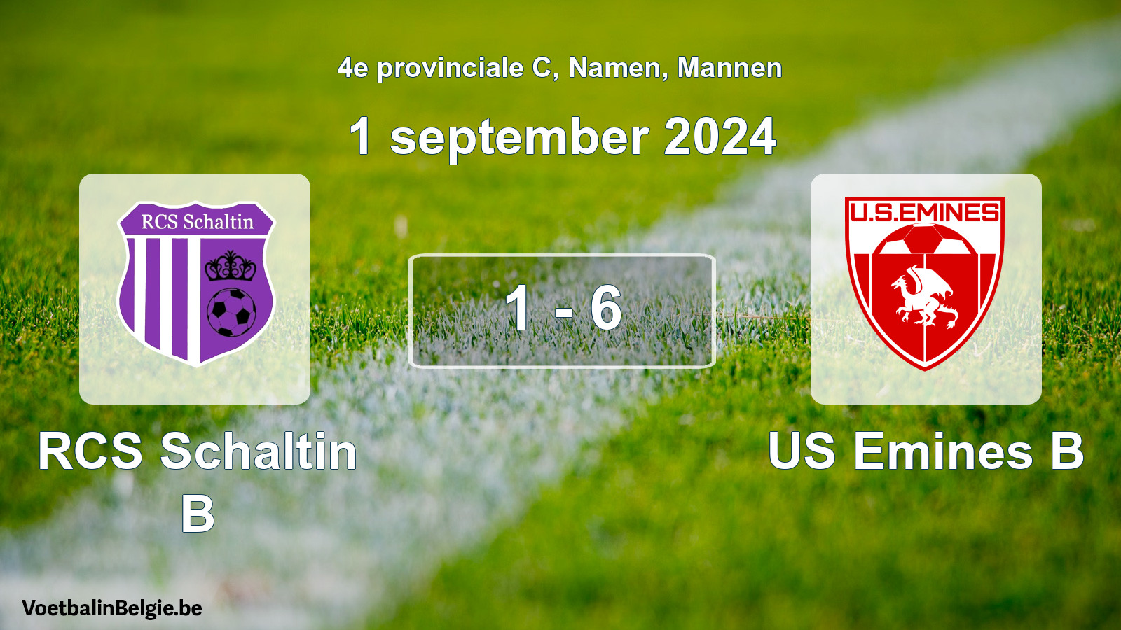 Gespeelde wedstrijd mannenvoetbal: RCS Schaltin B - US Emines B 1 - 6 (1 september 2024)