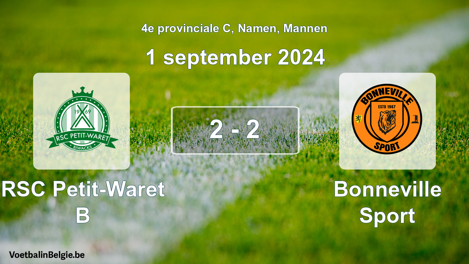 Gespeelde wedstrijd mannenvoetbal: RSC Petit-Waret B - Bonneville Sport 2 - 2 (1 september 2024)